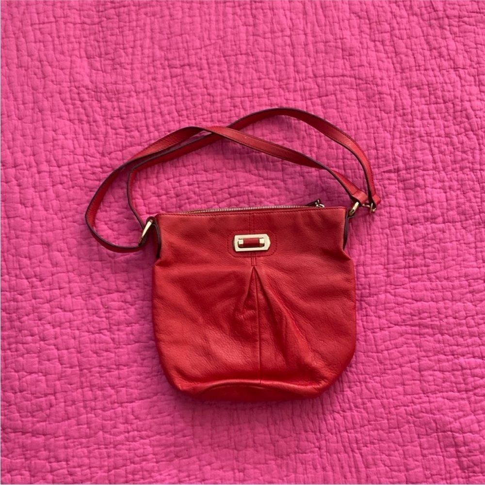B.Makowsky  Red Leather Shoulder Bag